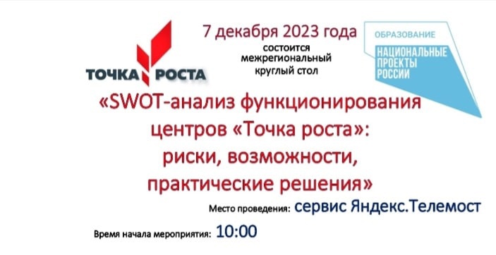 Межрегиональный круглый стол​ ​ «SWOT-анализ функционирования центров «Точка роста».